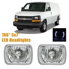 Pair 7X6" 5x7" LED Headlights Square For Chevy Express Cargo Van 1500 2500 3500 (For: 2016 Chevrolet Express 2500)