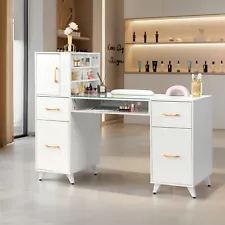 Manicure Table Nail Station Makeup Desk with Drawers Beauty Salon