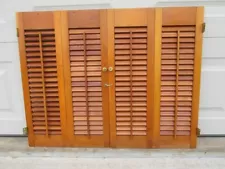 Vintage Louvered Wood Wooden Interior Window Shutters Shabby Rustic Salvage OLD