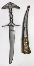 Large 19th c. Afghan Jamadar Katar Dagger Knife w/ Original Scabbard