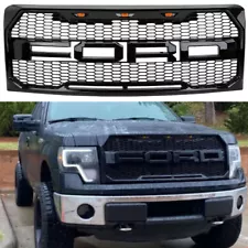 Grille For Ford F150 2009-2014 Bumper Grill Raptor Style Gloss Black W/Letters (For: 2013 Ford F-150 Platinum)