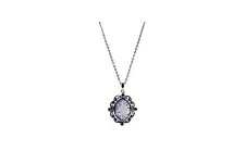 Women's Rose Cameo Pendant and Necklace Set in Lavender with Marcasite Accents