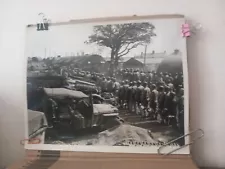 WW2 Photo Tactical Troops Line Up For Chow At Base Monmouth Wales UK June 1944