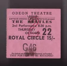 BEATLES ORIGINAL UK CONCERT TICKET LEEDS ODEON OCTOBER 1964