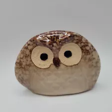 Adorable Owl Pottery Tabletop Figurine Clay Hand Painted