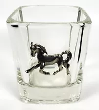 Pewter Horse Glass Old Fashioned Drink Glass Collectible Gift New