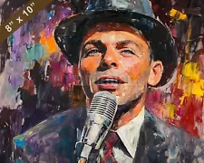 Frank Sinatra with a mic Oil painting 8x10 Print