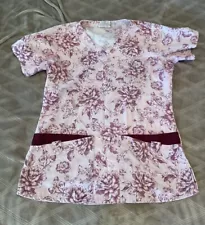 Reserved Sale For Buyer “Step_ 39689”Scrubs Womens Scrub Top, ROSE FLORAL PRINT