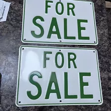 Vintage Aluminum FOR SALE Sign Embossed NOS X 2