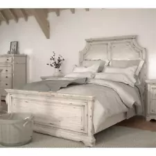 Providence Antique White Wood Queen Panel Bed