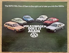 VINTAGE 1979 VW VOLKSWAGEN RABBIT DASHER BEETLE BUS DASHER DEALER SALES BROCHURE