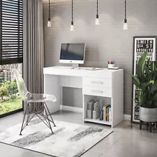 White Computer Desk for Home Office or Bedroom with Drawers Study Workstation US