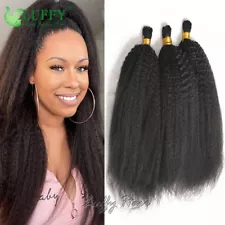 Kinky Straight Human Hair Extension Bulk For Braiding Brazilian Crochet Braids