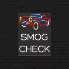 Smog Check Sign for Business Displays | LED Flex Neon | 24"W x 31"H x 1"D