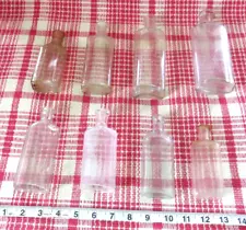 Antique Medicine Cures Eight Bottle Collection Clear Glass Very Good Condition