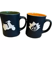 2 Coffee Mug Cup Starbucks Man Wheel Barrel Cart And Japan Man Black