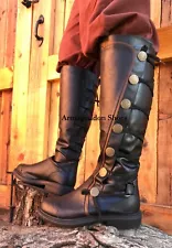 Black Medieval Renaissance Fair Formal Scottish Wedding Groomsmen Bridal Boots