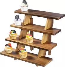 4 Tier Brown Wood Cupcake Stand, Countertop Dessert Merchandise Stand