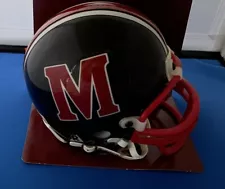 NCAA Maryland Terrapins Black W/Red M Riddell Mini 5x7Helmet In Orig. Box NOS