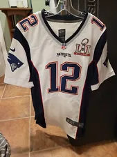 Tom Brady #12 New England Patriots 2017 Super Bowl LI 51 Jersey White Navy Blue