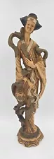 Vintage Woman Carved Resin/Ivory Figurines 19.5"