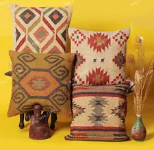 Cushion Cover Handwoven Home Decor Pillow Cover Case 45 x 45 cm Lot of 4