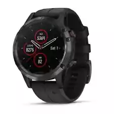 NEW Garmin Fenix 5 Plus Premium Multi sport Smart watch Black Band #010-01988-00