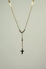 14K Tri-Color Gold Rosary Religious 16.5" Necklace 2.8 Grams (NEC5435)