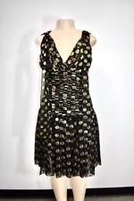 DOLCE & GABBANA Black & Gold Silk Fancy dress Size 44 or 8US On Sale jf