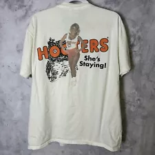 Vintage Hooters T Shirt Mens XL White Saved The Girls 90s Y2k Thrashed