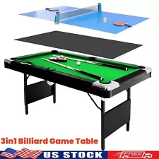 3in1 Billiard Game Table 5.5ft Pool Table Foldable Table Tennis Room Family Game