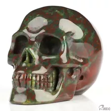 2.0" Bloodstone Hand Carved Crystal Skull, Realistic, Crystal Healing