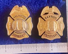 New Listingvintage Arlington, fire department badges and helmet front