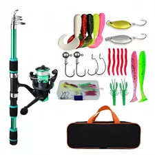 Fishing Pole Set Full Kits With Telescopic Fishing Rod And Spinning Reel Baits