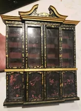 Dollhouse Large Black Asian Painted Hutch Decorative Glass