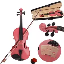 School Band 1/4 Size Acoustic Violin Pink w/ Case Bow Rosin for Students