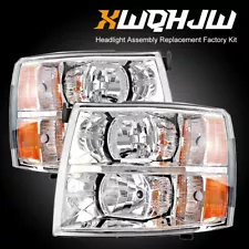 For 2007-2013 Chevy Silverado 1500 2500HD Replacement Chrome Headlights (For: More than one vehicle)