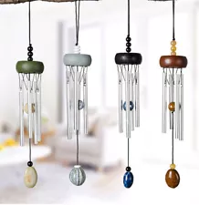 Wind Chimes Garden Hanging Outdoor Silver Metal Alloy Colourful Wood Decorative