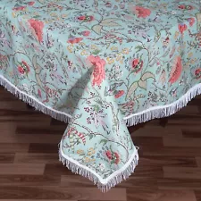 Indian Rectangle Table Cloth | Floral Cotton Tussle Tablecloth | Farmhouse Decor