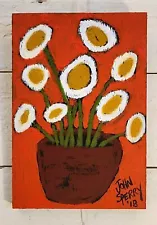 John Sperry Outsider Southern Primitive Folk Art Floral, Flowers Painting