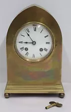 Chelsea Clock Co Antique Gothic Tombstone Brass Mantle Clock With Key