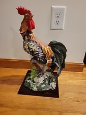 ROOSTER Statue Vintage Colorful Large 16 1/2" Farmhouse Country Kitchen Figurine