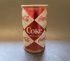 Vintage 12 oz Steel Coca-Cola Can - Multi Diamond Pattern - Ring Pull - Coke