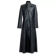 MENS GOTHIC PUNK RAVE COSTUME THE STEAM PUNK LONG LEATHER COAT