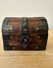 Vintage Small Wooden Treasure Chest Antique Style Trinket Box Pirate Loot Chest