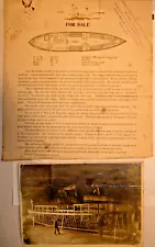 1907 BOAT FOR SALE LETTER W/DRAWING + CONST PHOTO OF BOAT OFFER BY WM GARDNER NY