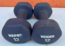 Weider Pair of 12 lb Rubber Coated Dumbbells, 24 lb total