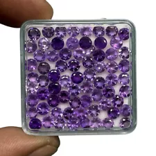 50 Pcs Natural Amethyst 4mm Round Cut Untreated Loose Gemstones Wholesale Lot