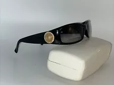 Versace 4044-B Sunglasses Black Gold Coin Medusa Swarovski Crystals Locs Wrap OG