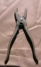 Pliers UNIQUE Nose 9" Long Forged Steel Spring Loaded Marked S w/ A in a circle